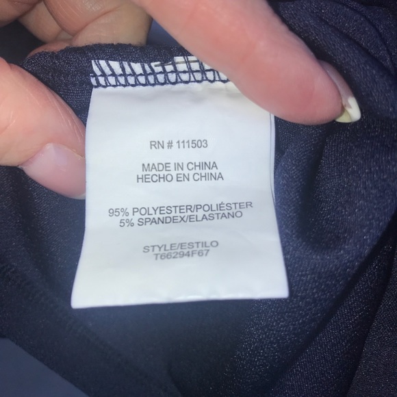 AUW Navy Blouse with Unique Button Shoulders and Side Ruching Vintage - Picture 4 of 6